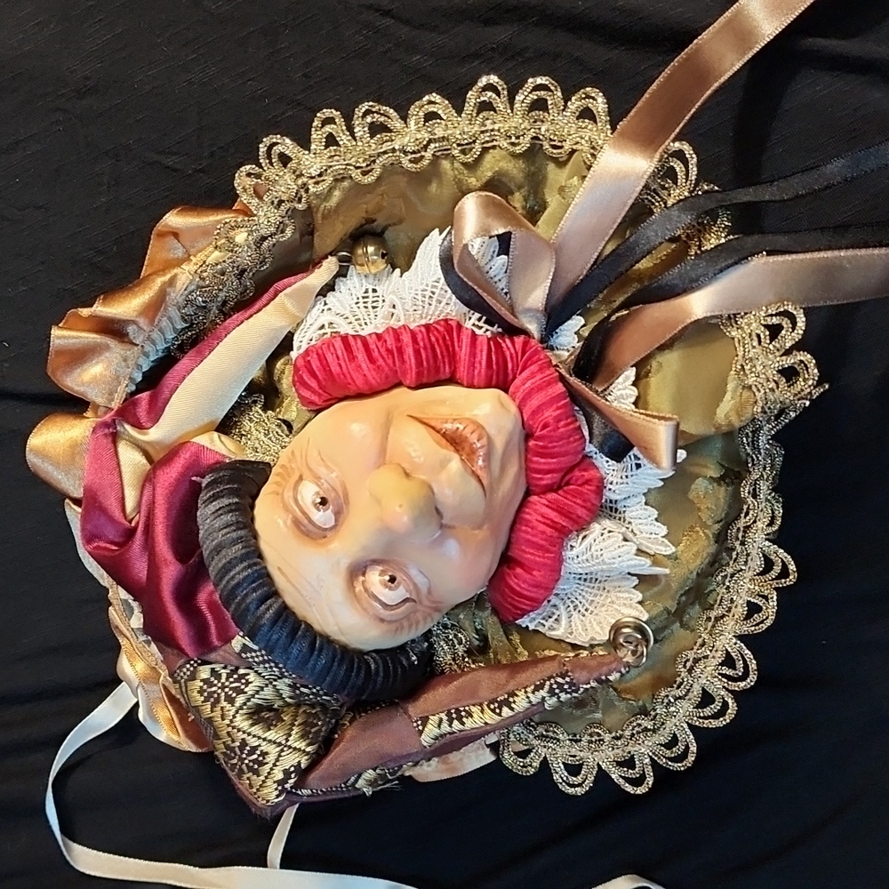 Vintage Wayne Kleski Jester Box Clown Wall Hanging Decoration Secret Compartment